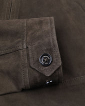 Gordon unlined zip jacket in suede leather. Green - Muschio