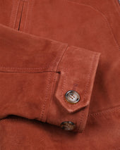 Gordon unlined zip jacket in suede leather. Orange - Terra di siena