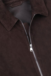 Gordon unlined zip jacket in suede leather. Brown - Caffè