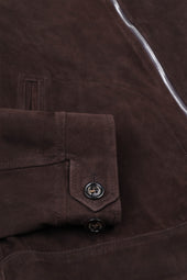 Gordon unlined zip jacket in suede leather. Brown - Caffè