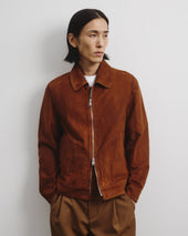 Gordon unlined zip jacket in suede leather. Brown - Sandal