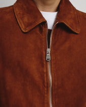 Gordon unlined zip jacket in suede leather. Brown - Sandal