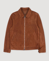 Gordon unlined zip jacket in suede leather. Brown - Sandal