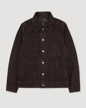 Presley trucker jacket in suede, unlined. Brown - Caffè