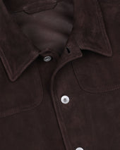 Presley trucker jacket in suede, unlined. Brown - Caffè