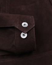 Presley trucker jacket in suede, unlined. Brown - Caffè