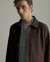 Presley trucker jacket in suede, unlined. Brown - Caffè