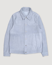 Presley trucker jacket in suede, unlined. Blue - Frost