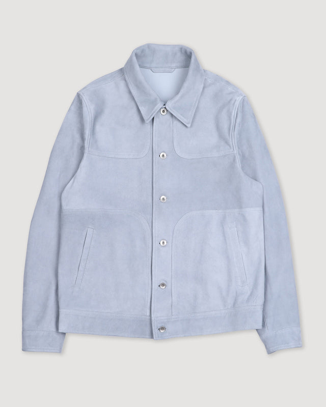 Presley trucker jacket in suede, unlined. Blue - Frost