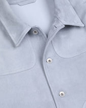Presley trucker jacket in suede, unlined. Blue - Frost
