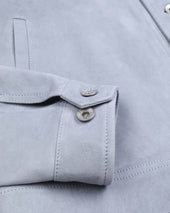 Presley trucker jacket in suede, unlined. Blue - Frost
