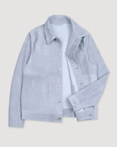 Presley trucker jacket in suede, unlined. Blue - Frost