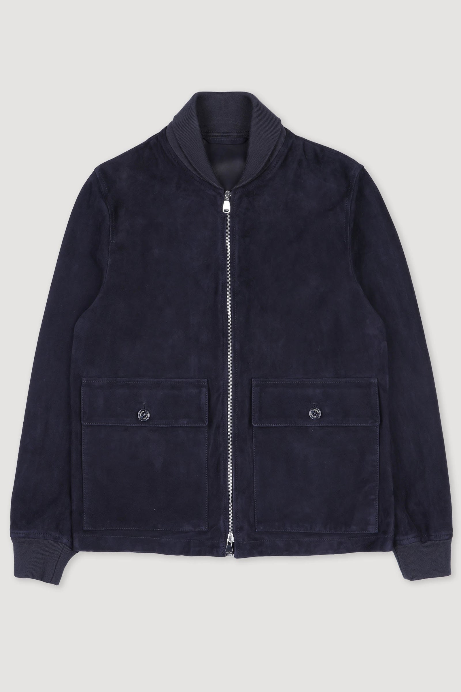 Livingstone Bomber Jacket In Suede Leather Unlined Dark Blue