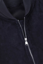 Livingstone bomber jacket in suede leather, unlined - Dark blue