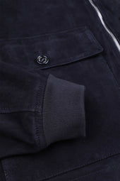 Livingstone bomber jacket in suede leather, unlined - Dark blue