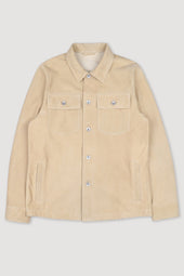 Matty suede overshirt with snap buttons, unlined. Beige - Almond