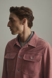 Matty suede overshirt with snap buttons, unlined. Pink - Old rose