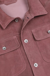 Matty suede overshirt with snap buttons, unlined. Pink - Old rose