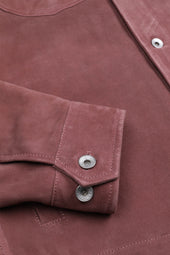 Matty suede overshirt with snap buttons, unlined. Pink - Old rose