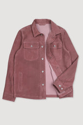 Matty suede overshirt with snap buttons, unlined. Pink - Old rose
