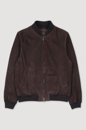 Unlined bomber Jacket in suede leather. Brown - Caffè