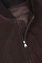 Unlined bomber Jacket in suede leather. Brown - Caffè