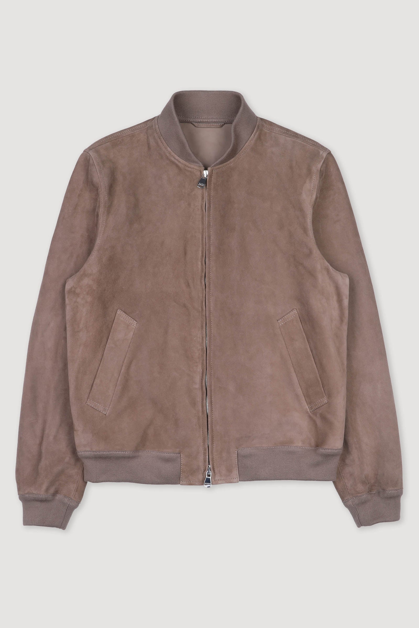 Unlined Bomber Jacket In Suede Leather Beige Grege