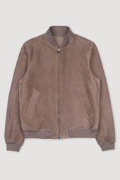 Unlined bomber Jacket in suede leather. Beige - Grege