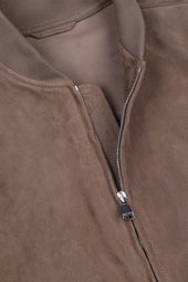 Unlined bomber Jacket in suede leather. Beige - Grege