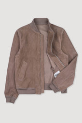 Unlined bomber Jacket in suede leather. Beige - Grege