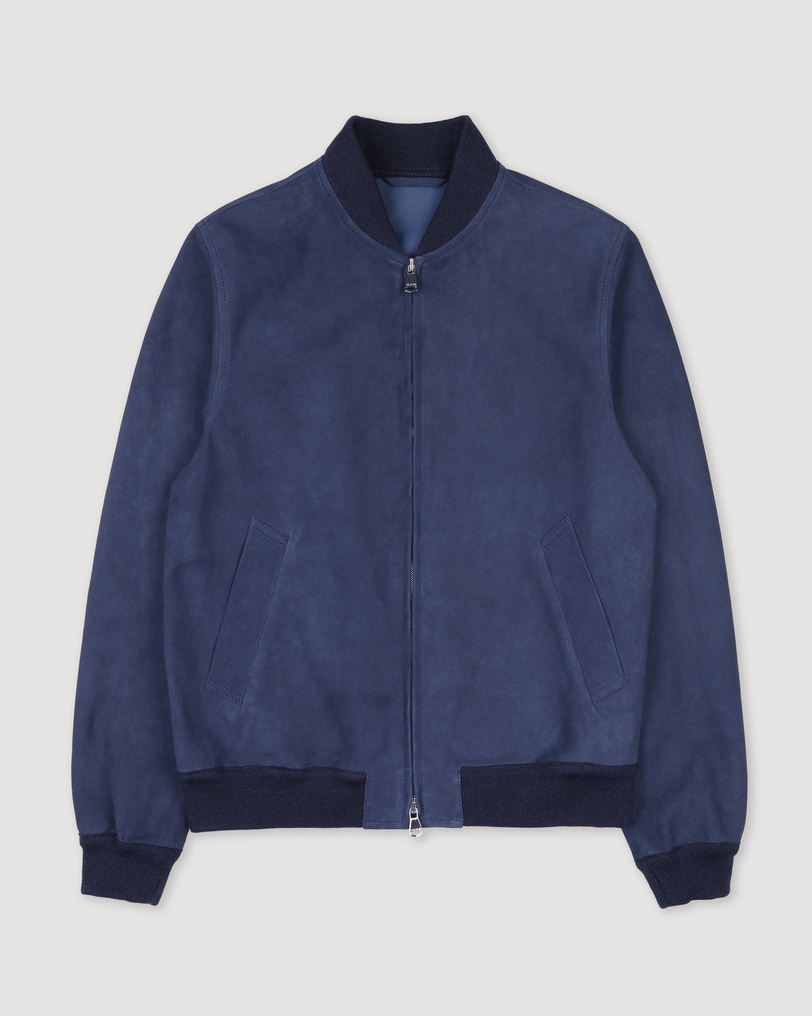 Unlined Bomber Jacket In Suede Leather Aquarium