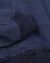 Unlined bomber Jacket in suede leather. Blue - Aquarium