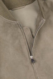 Unlined bomber Jacket in suede leather. Beige - Cumino