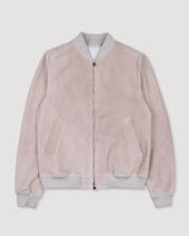 Unlined bomber Jacket in suede leather. Beige - Canvas