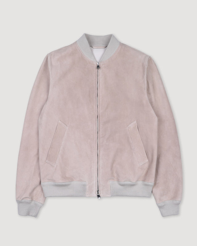 Unlined bomber Jacket in suede leather. Beige - Canvas