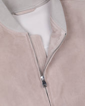 Unlined bomber Jacket in suede leather. Beige - Canvas