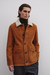 Enest rancher jacket in suede shearling. Brown - Sandal/Naturale