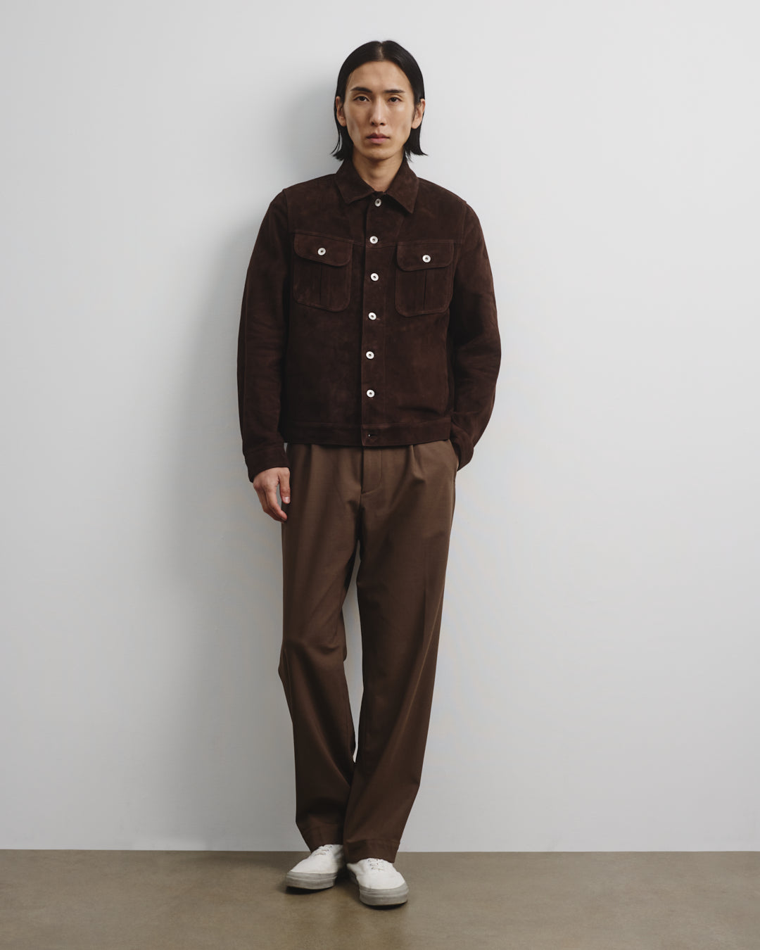 Davis Unlined Trucker Jacket In Suede Leather Caff