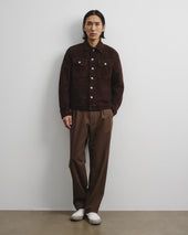 Davis unlined trucker jacket in suede leather. Brown - Caffè