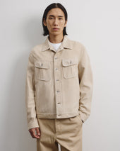 Davis unlined trucker jacket in suede leather. Beige - Sisal