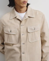 Davis unlined trucker jacket in suede leather. Beige - Sisal