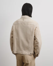 Davis unlined trucker jacket in suede leather. Beige - Sisal
