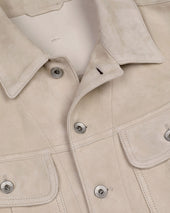 Davis unlined trucker jacket in suede leather. Beige - Sisal