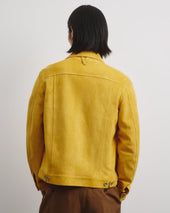Davis unlined trucker jacket in suede leather. Yellow - Barley