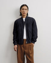 Sergent unlined bomber jacket in suede leather - Dark blue