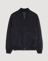 Sergent unlined bomber jacket in suede leather - Dark blue