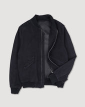 Sergent unlined bomber jacket in suede leather - Dark blue