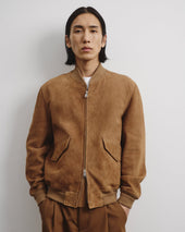 Sergent unlined bomber jacket in suede leather. Beige - Arachide