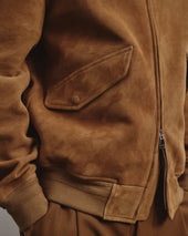 Sergent unlined bomber jacket in suede leather. Beige - Arachide