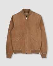 Sergent unlined bomber jacket in suede leather. Beige - Arachide